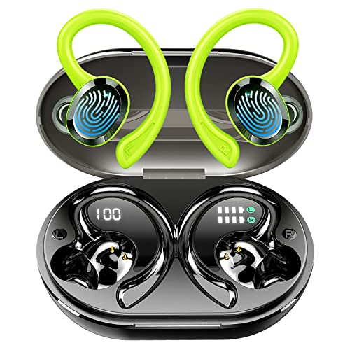 Bluetooth Kopfhörer Sport, In Ear Kopfhörer Kabellos Bluetooth 5.3 HiFi Stereo, [2023] 13 mm Treiber Wireless Earbuds mit HD Mic, 48Std Ohrhörer mit Bügel, IP7 Wasserdicht/800mAh USB-C LED Ladebox von Rulefiss