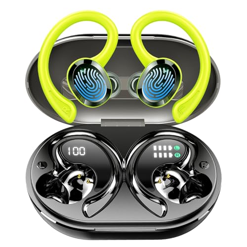 Bluetooth Kopfhörer Sport, In Ear Kopfhörer Kabellos Bluetooth mit Hi-Fi Stereo, Wireless Earbuds mit Noise Cancelling Mic, Bluetooth Ohrhörer mit Bügel, IP7 Wasserdicht Headphones, USB-C LED Ladebox von Rulefiss