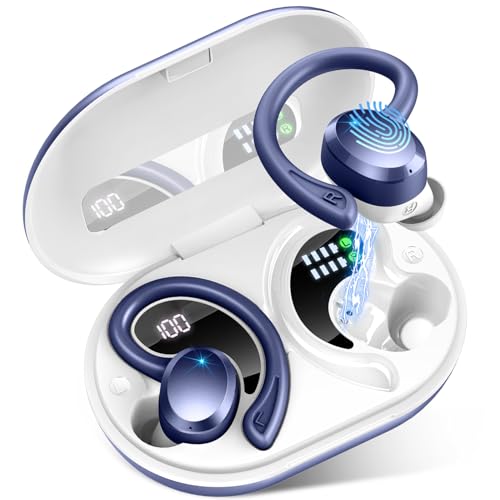 Bluetooth Kopfhörer Sport, In Ear Kopfhörer Kabellos Bluetooth mit Hi-Fi Stereo, Wireless Earbuds mit Noise Cancelling Mic, Bluetooth Ohrhörer mit Bügel, IP7 Wasserdicht Headphones, USB-C LED Ladebox von Rulefiss