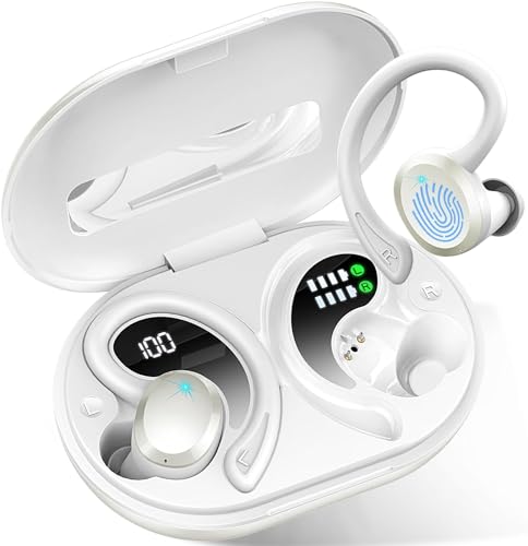 Bluetooth Kopfhörer Sport, Kopfhörer Kabellos Bluetooth, HiFi Stereo Tiefer Bass Wireless Earbuds, 4 ENC Noise Cancelling Mics, USB-C LED-Anzeige, IP7 Wasserdicht in Ear Ohrhörer mit Ohrhaken Bluetooth Kopfhörer Sport, Kopfhörer Kabellos Bluetooth, HiFi Stereo Tiefer Bass Wireless Earbuds, 4 ENC Noise Cancelling Mics, USB-C LED-Anzeige, IP7 Wasserdicht in Ear Ohrhörer mit Ohrhaken von Rulefiss