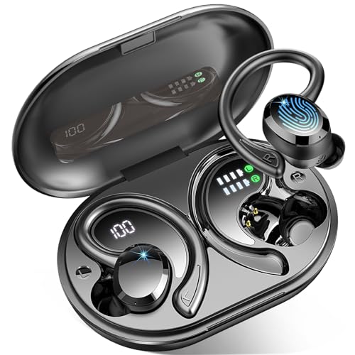 Bluetooth Kopfhörer Sport, Kopfhörer Kabellos Bluetooth 5.3 mit HD Mic, 48Std Hi-Fi Stereo In Ear Kopfhörer, 14.2 mm Treiber Ohrhörer, LED Anzeige, IP7 Wasserdicht mit 800mAh Ladekoffer Lauf Earbuds von Rulefiss