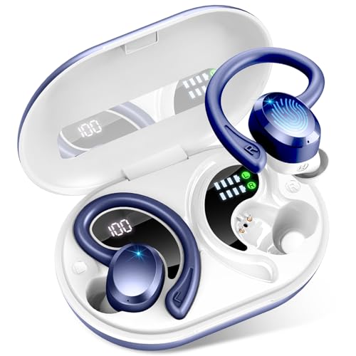 Bluetooth Kopfhörer Sport, Kopfhörer Kabellos Bluetooth 5.3 mit HD Mic, 48Std Hi-Fi Stereo In Ear Kopfhörer, 14.2 mm Treiber Ohrhörer, LED Anzeige, IP7 Wasserdicht mit 800mAh Ladekoffer Lauf Earbuds von Rulefiss