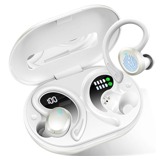 Bluetooth Kopfhörer Sport, Kopfhörer Kabellos Bluetooth 5.3 mit HD Mic, 48Std Hi-Fi Stereo In Ear Kopfhörer, 14.2 mm Treiber Ohrhörer, LED Anzeige, IP7 Wasserdicht mit 800mAh Ladekoffer Lauf Earbuds von Rulefiss