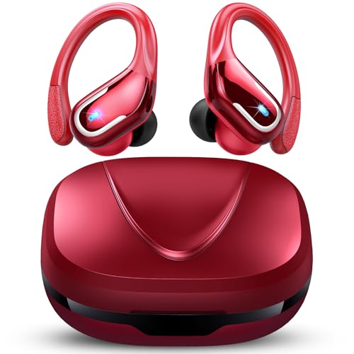Bluetooth Kopfhörer Sport, 75Std Kopfhörer Kabellos Bluetooth 5.4, HiFi Stereo Tiefer Bass Wireless Earbud, 4 ENC Noise Cancelling Mic, IP7 Wasserdicht in Ear Ohrhörer mit Ohrhaken, USB-C LED-Anzeige von Rulefiss