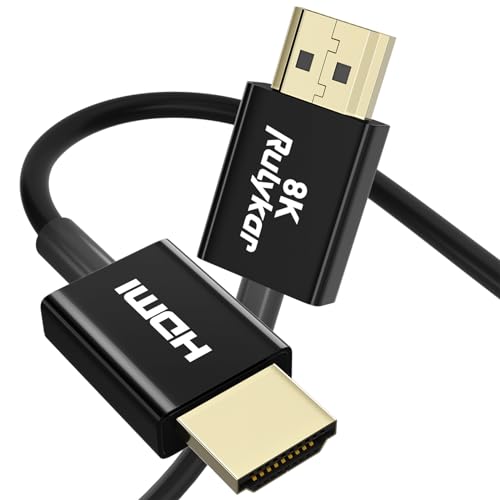 Rulykar HDMI-Kabel, dünn, 1,8 m, Ultra-HDMI, High-Speed, 48 Gbit/s, HDMI 2.1, 8 K, 60 Hz, 4 K, 120 Hz, dynamisch, HDR, eARC, kompatibel mit PS5, Xbox One, NS, GH5S, 8KUHD, TV, PS5, PS4 usw von Rulykar