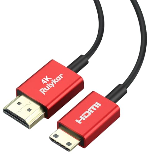 Rulykar Langes 4K Mini HDMI auf HDMI 2.0 Kabel, 3 m, ultra-hohe Geschwindigkeit, 48 Gbit/s, dünnes HDMI-Kabel, Φ2.5 mm, 4K @ 30 Hz, Tablet und Grafik/Grafikkarte, Laptop und mehr von Rulykar