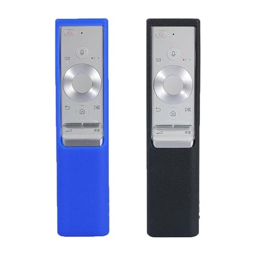 2 Stück Hülle Fernbedienung kompatibel mit Samsung BN59-01432A / BN59-01432J, Silikon-Schutzhülle für Samsung Smart Solar Stoßfest Solar Remote Cover Silicone Leicht mit Umhängeband (Schwarz+Blau) von Rumgug