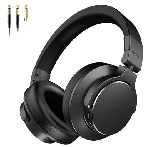 Rumoon Over-Ear-Bluetooth-Kopfhörer, 100 Stunden Spielzeit, kabellose Kopfhörer mit 50-mm-Treibern und 1/4 bis 3,5 mm kabelgebundener Audio-Klinkenstecker für Studiomonitor und Mixing, DJ-Gitarre von Rumoon