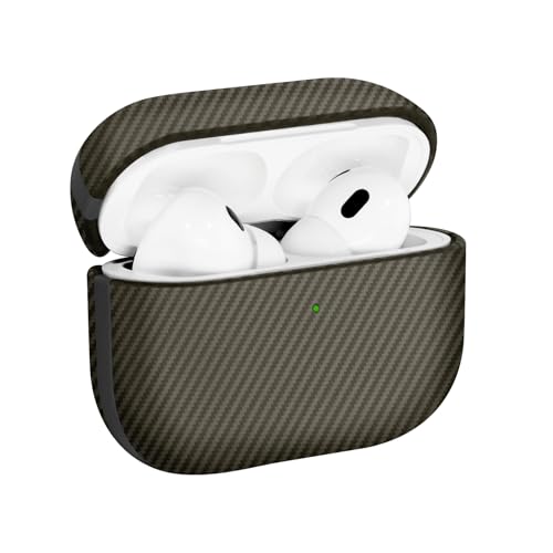 Rumwot Schutzhülle für AirPods Pro 2, luxuriöse, moderne gestreifte Kevlar-Leder-Kopfhörer-Schutzhülle, kompatibel mit AirPod Pro 2 (2. Generation) (2023/2022) (Grau, für AirPods Pro 2) von Rumwot