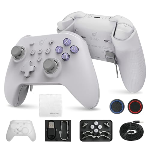GuliKit KK3 Max Bluetooth Controller, No Drift Stick Kingkong 3 Max Wireless Controller für Switch/Switch OLED, Hall Effekt Joystick/Auslöser, Maglev/Rotor/HD-Vibration, Hyperlink Adapter (Grau) von RunSnail