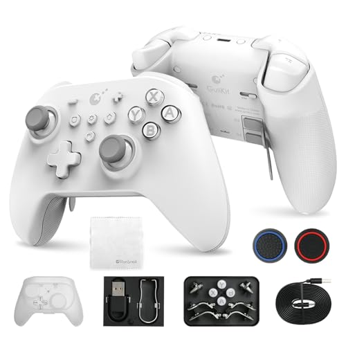 GuliKit KK3 Max Bluetooth Controller, No Drift Stick Kingkong 3 Max Wireless Controller für Switch/Switch OLED, Hall Effekt Joystick/Auslöser, Maglev/Rotor/HD-Vibration, Hyperlink Adapter (Weiß) von RunSnail
