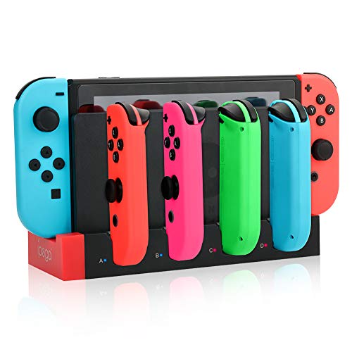 Ladestation Kompatibel mit Switch Joycons Controller, Switch Controller Ladegerät Dockstation für 4 Stück Joy Con Ladegeräte mit Laternenpfahl LED Anzeige von RunSnail