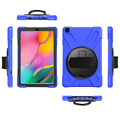 Runbiu Hülle für Samsung Galaxy Tab A 10.1 T510 T515, Tablet-Zubehör Robust Heavy Duty Stoßfest Hybrid Full Body Schutzhülle Cover 360°Drehständer und verstellbar Riemen Schultergurt - von Runbiu