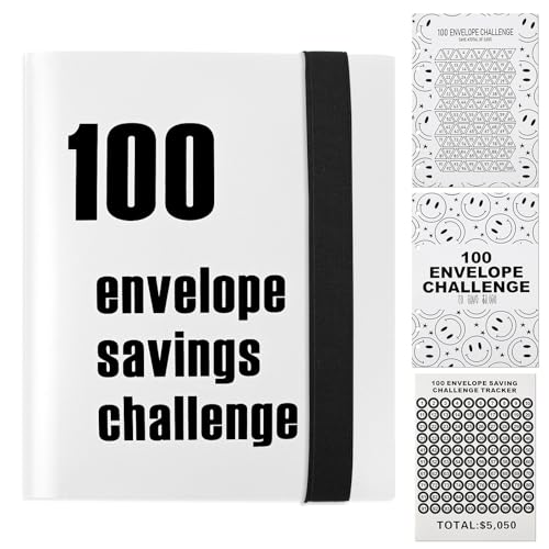 100 Envelope Challenge Binder Budget Planner Deutsch, Geld Organizer Budget Planer PU Leder Budget Planner mit Verbesserten Geldumschlägen und Geldspar-Trackern (Weiß) von Rundago