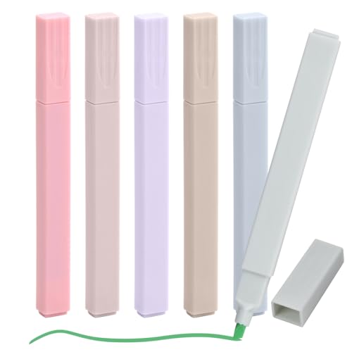 Rundago Textmarker Pastell Set, 6 Stück Morandi Mehrfarbig Textmarker, Einzelner Tipp Schnelltrocknend Textmarker, Breitliniger Farbiger Textmarker für Schule/Büro/Klasse (1.3 * 13cm) von Rundago