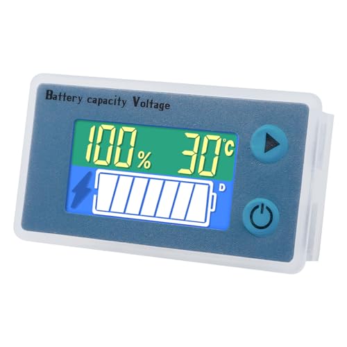 Runleader 10 bis 100 V digitale Batterieanzeige Voltmeter, Niederspannungsalarm, Echtzeit-Temperaturanzeige, Anwendbar auf blei-Säure-Lithium-LiFePO4-Akku-Rasenmäher von Runleader