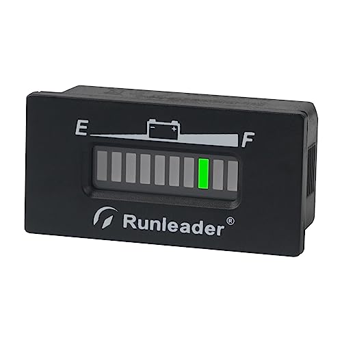 Runleader 12V bis 48V LED Batterie-Tankanzeige, Batteriekapazitätsmesser für Club Car Gabelstapler Scheuersaugmaschine Reiseanhänger Go-Kart und Bodenpflegegeräte (RL-BI029-48V) von Runleader