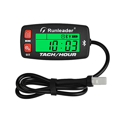 Runleader Digital Bluetooth Stundenzähler Tachometer, Mobile Fernbedienung RPM/Stundenzähler, Batterie oder DC 12V Stromversorgung für Rasenmäher Generator Boot Schneemobil (1) von Runleader