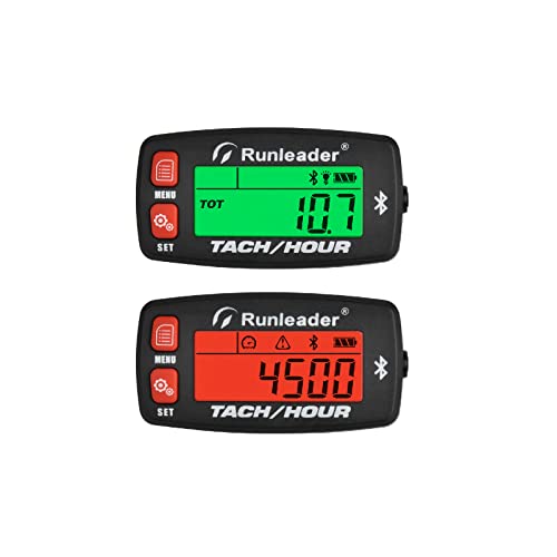 Runleader Digital Bluetooth Stundenzähler Tachometer, Mobile Fernbedienung RPM/Stundenzähler, Batterie oder DC 12V Stromversorgung für Rasenmäher Generator Boot Schneemobil (2) von Runleader