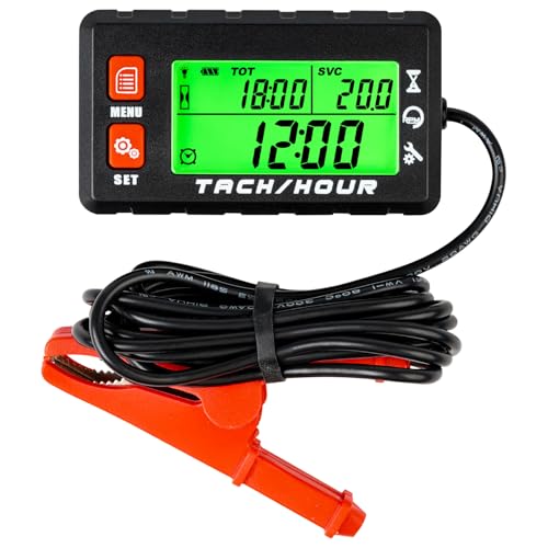 Runleader Digitaler Stundenzähler, Drehzahlmesser mit Krokodilklemme, Wartungserinnerung für Rasenmäher, Generator, Motorrad, Außenbordmotor, Kettensäge usw. Runleader Digitaler Stundenzähler, Drehzahlmesser mit Krokodilklemme, Wartungserinnerung für Rasenmäher, Generator, Motorrad, Außenbordmotor, Kettensäge usw. von Runleader