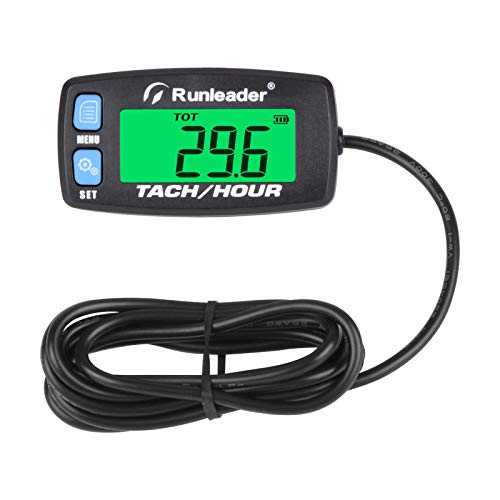 Runleader Gasmotor Betriebsstundenzähler, Wartungstachometer für Aufsitzrasenmäher Traktor Generator Kettensägen Marine ATV Motorrad Schneemobil Luftkompressor (Knopf-Blau） von Runleader
