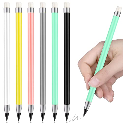 Runmeihe® 6 Ewiger Bleistift mit Radiergummi Unlimited Writing Inkless Pencils for Children Adults Students Artist Drawing Home Office School Supplies von Runmeihe