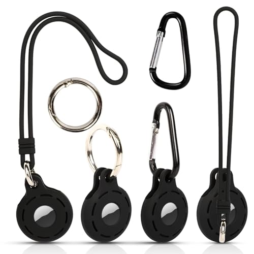 Runmeihe 4er Pack Airtag Anhänger Hülle, Kompatibel mit Apple Air Tag, Weicher Air Tag Schlüsselanhänger aus Silikon mit Lanyards und Schnallen, Wasserdichter Airtag Schlüsselring Runmeihe 4er Pack Airtag Anhänger Hülle, Kompatibel mit Apple Air Tag, Weicher Air Tag Schlüsselanhänger aus Silikon mit Lanyards und Schnallen, Wasserdichter Airtag Schlüsselring von Runmeihe