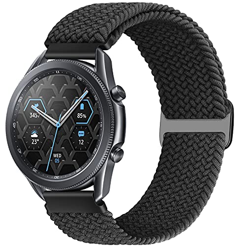 Runostrich 22mm Nylon Geflochtene Elastische Solo Loop Armband Kompatibel mit Samsung Galaxy Watch 3 45 mm/Galaxy Watch 46 mm/Gear S3 Frontier/Classic/Garmin Venu 3/Venu 2/Vivoactive 4 Damen Herren von Runostrich