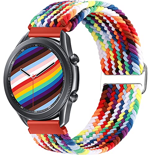 Runostrich 22mm Nylon Geflochtene Elastische Solo Loop Armband Kompatibel mit Samsung Galaxy Watch 3 45 mm/Galaxy Watch 46 mm/Gear S3 Frontier/Classic/Garmin Venu 3/Venu 2/Vivoactive 4 Damen Herren von Runostrich