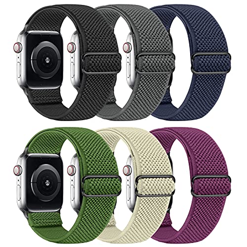 Runostrich Elastisch Nylon Armband Kompatibel mit Apple Watch Armband 41mm 40mm 38mm, Verstellbarer Solo Loop Ersatzband Damen Herren für iWatch Series 8/SE/7/6/5/4/3/2/1 von Runostrich