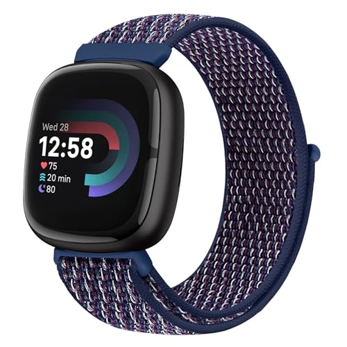 Runostrich Nylon Armband Kompatibel mit Fitbit Versa 4/Fitbit Sense 2/Fitbit Versa 3/Fitbit Sense, Weich Atmungsaktiver Sport Armband Verstellbares Ersatzband Damen Herren von Runostrich