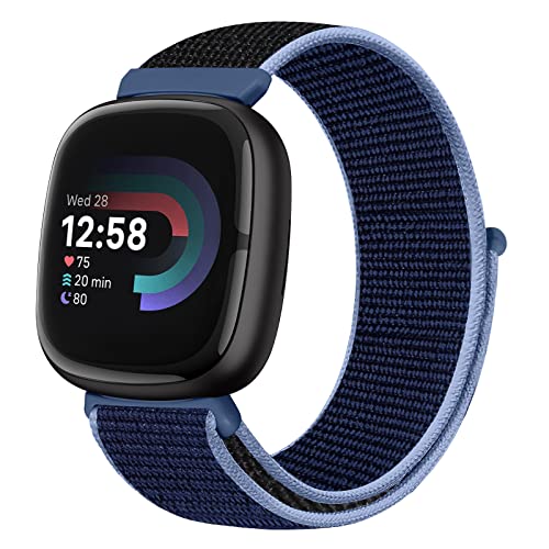 Runostrich Nylon Armband Kompatibel mit Fitbit Versa 4/Fitbit Sense 2/Fitbit Versa 3/Fitbit Sense, Weich Atmungsaktiver Sport Armband Verstellbares Ersatzband Damen Herren von Runostrich