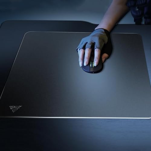 Glas-Mauspad, XXL, 40 x 45 cm, gehärtetes Glas, Gaming-Mauspad, ultraglatte, mikrogeätzte Oberfläche, schmutz- und kratzfest, rutschfeste Unterseite, Schwarz von Ruolan