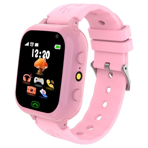 Ruopoem Smartwatch Kinder mit SIM Karte, Kinderuhr Telefon mit Anruffunktion SMS 25 Spiele SOS Kamera Musik Wecker Schrittzähler HD Touchscreen, Kinder Smartwatch Geschenke für Mädchen Jungen von Ruopoem