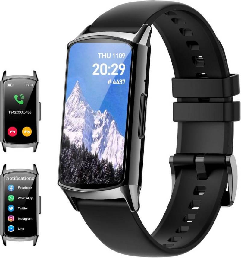 Ruopoem Optimale Trainingsanpassung Smartwatch (1,58 Zoll, Android, iOS), mit 120 Sportmodi, Telefonfunktion Schrittzähler, IP68 Wasserdicht von Ruopoem