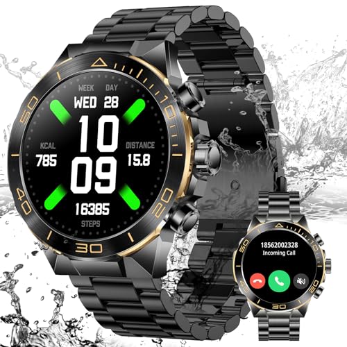 Smartwatch Herren mit Telefonfunktion, 1.44" AMOLED Uhren Herren mit IP68 Wasserdicht, Fitness Tracker mit 130 SportModi, Schrittzähler,Pulsmesser SpO2 Schlaftracker, Fitnessuhr Herren für Android iOS Smartwatch Herren mit Telefonfunktion, 1.44" AMOLED Uhren Herren mit IP68 Wasserdicht, Fitness Tracker mit 130 SportModi, Schrittzähler,Pulsmesser SpO2 Schlaftracker, Fitnessuhr Herren für Android iOS von Ruopoem