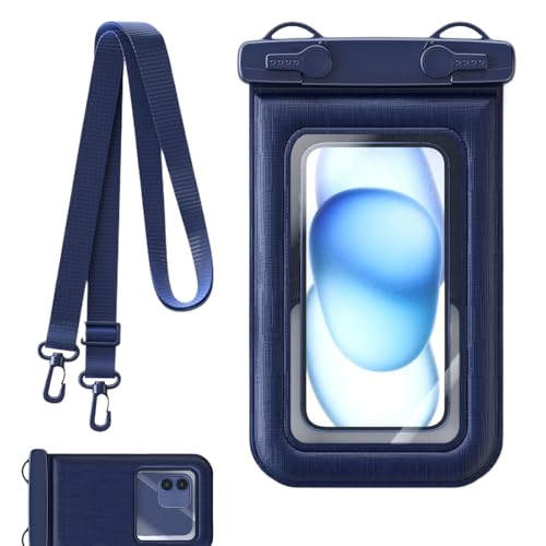 Wasserdichte Handyhülle mit Umhängeband, IPX8 wasserdichte Handy-Trockentasche, Unterwasserschutz, Touchscreen-Schwimmzubehör für , Marineblau von Rurunklee