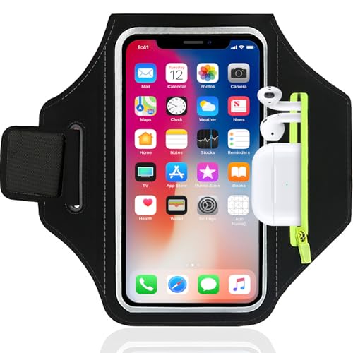 Rusoz Sportarmband Handy Universal, Handytasche Joggen Armtasche Kompatibel mit iPhone 16/15/14/13/12 Pro, Handytasche für Running & Fitness (Schweißfest, Verstellbar, 8.7-14.9 Zoll) von Rusoz