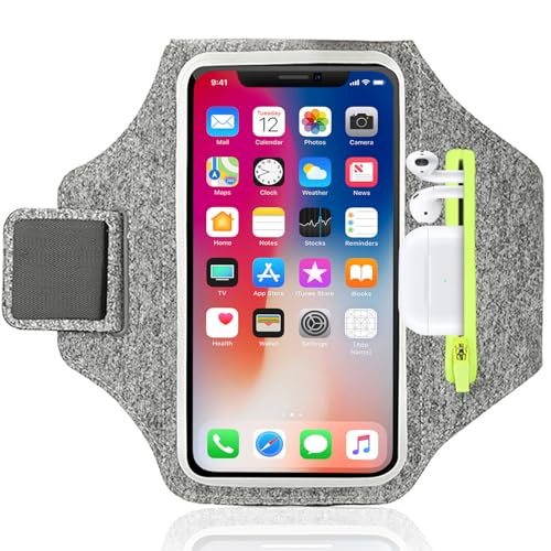 Rusoz Sportarmband Handy Grau, Schweißfeste Handytasche Joggen Kompatibel mit iPhone 16/15/14/13/12 Pro, Laufgürtel Verstellbar (8.7-14.9 Zoll) & Kopfhörer-Fach für Fitness, Laufen, Radeln Rusoz Sportarmband Handy Grau, Schweißfeste Handytasche Joggen Kompatibel mit iPhone 16/15/14/13/12 Pro, Laufgürtel Verstellbar (8.7-14.9 Zoll) & Kopfhörer-Fach für Fitness, Laufen, Radeln von Rusoz