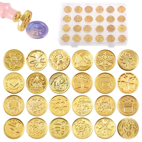 Rustark 24Pcs Wax Seal Stamps Set Brass Head Wax Stamp Sealing Wax Stamp Heads Wax Stamp Set for Letter Sealing, Envelope, Gift Wrap, Wedding Party Invitation Cards, Decoration Rustark 24Pcs Wax Seal Stamps Set Brass Head Wax Stamp Sealing Wax Stamp Heads Wax Stamp Set for Letter Sealing, Envelope, Gift Wrap, Wedding Party Invitation Cards, Decoration von Rustark