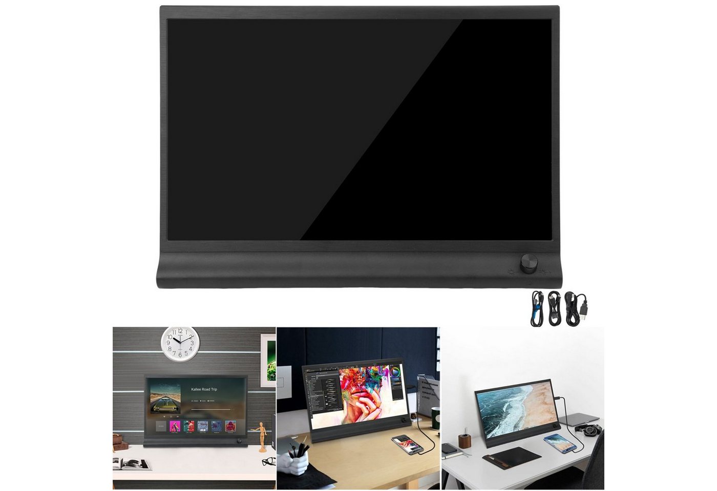 Rutaqian 15,6-Zoll-FHD-IPS-Laptop-Erweiterungsbildschirm 1080P Hohe Klarheit Laptop-Adapter HDMI zu HDMI Typ C (Mini), für Windows, Chrome, Mac von Rutaqian