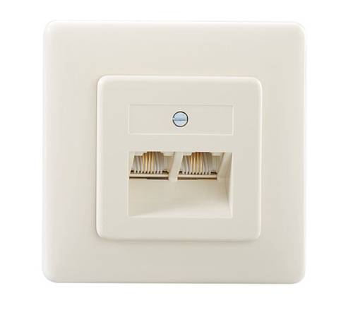 Rutenbeck IAE/UAE2x8(4)TRSUPrw Netzwerkdose Unterputz Einsatz mit Zentralplatte und Rahmen Weiß von Rutenbeck