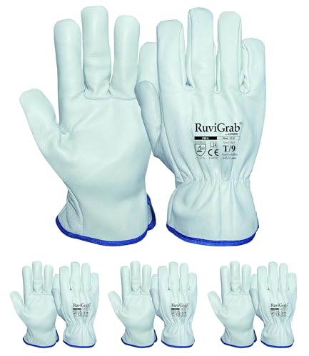 Ruvigrab - Arbeitshandschuh aus natürlichem Rindsleder für Gartenarbeit, Bau und Baustelle, Industrie, Lederhandschuhe von Ruvigrab