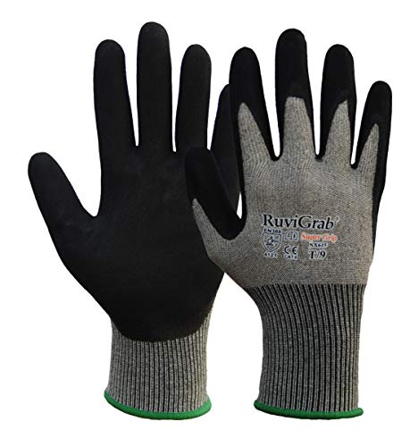 Ruvigrab Handschuh aus Baumwolle/Lycra, Nitril-Sandy-Beschichtung, extra strapazierfähig von Ruvigrab