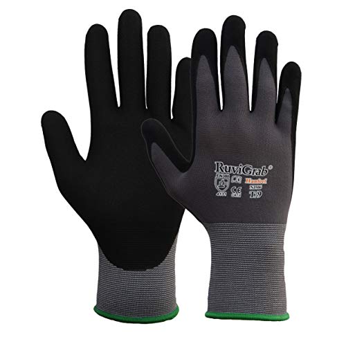 Ruvigrab Handschuh aus Nylon/Lycra mit atmungsaktiver mikroporöser Nitril-Beschichtung von Ruvigrab