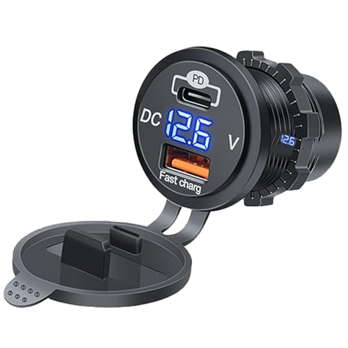 Ruwshuuk Auto schnelles Ladegerät, Auto -Ladegerät - Schnellladetyp C -Auto -Ladegerät | Double Port PD QC Compact Multifunktionaler Stromadapter für Fahrzeugfahrwagen Pendel -Roadtrip -Camping von Ruwshuuk