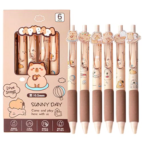 Ruwshuuk Cartoon Retractable Stifte, Capybara Stifte | 0,5 mm Capybara mechanischer Stift | 6x Retractable Fine Schnelltrocknen Schreiben Lesezeichen Set Cartoon School Supplies für Klassenzimmer Ruwshuuk Cartoon Retractable Stifte, Capybara Stifte | 0,5 mm Capybara mechanischer Stift | 6x Retractable Fine Schnelltrocknen Schreiben Lesezeichen Set Cartoon School Supplies für Klassenzimmer von Ruwshuuk