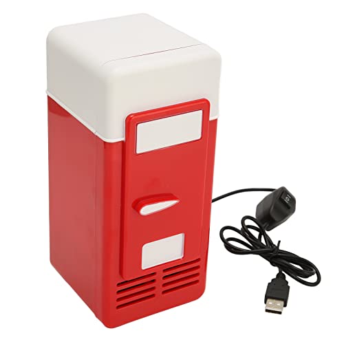 RvSky USB Kühlschrank, Kleiner Tragbarer Energiesparender Halbleiter Kühlschrank Mit Niedrigem Dezibel Wert, Geeignet für Schlafzimmer, Auto Schlafsaal(Rot) von RvSky