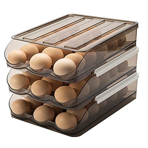 Rwedkd GroßEr Eierhalter für KüHlschrank, Aufbewahrungsbox für Frische Eier, AufbewahrungsbehäLter für Eier, 3-Lagig von Rwedkd