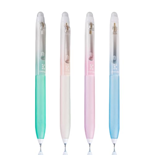 Rwoythk Radierbarer Kugelschreiber, 4 Stück Blau Tintenroller Radierbar Radierbare Stifte Kugelschreiber Radierbar, 0.5MM Radierbarer Tintenroller Studenten Geschenk Schule Bürobedarf Schulsachen von Rwoythk